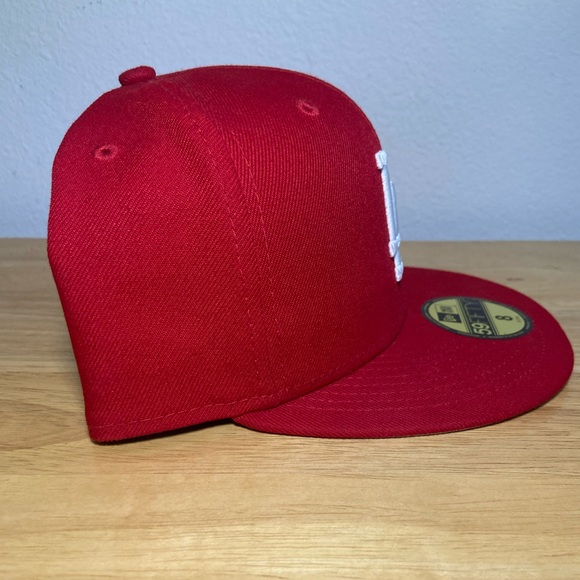 New Era Red Los Angeles Dodgers Hat / Scarlet Basic 59FIFTY Fitted - Picture 3 of 6
